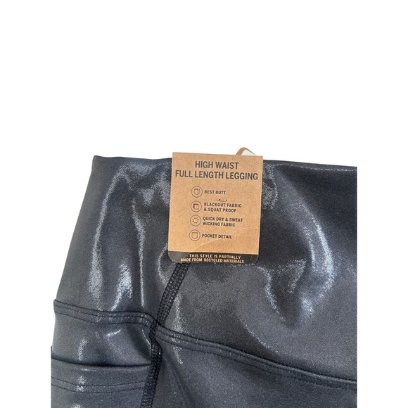 NWT PINK Victoria's Secret High Waist Full Length Legging Black Shiny Fairy Core - Picture 2 of 9